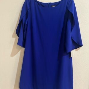 Vince Camuto Royal Blue Midi Dress with cape-open sleeves